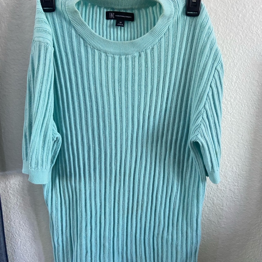 INC International Concepts Aqua Ribbed Sweater